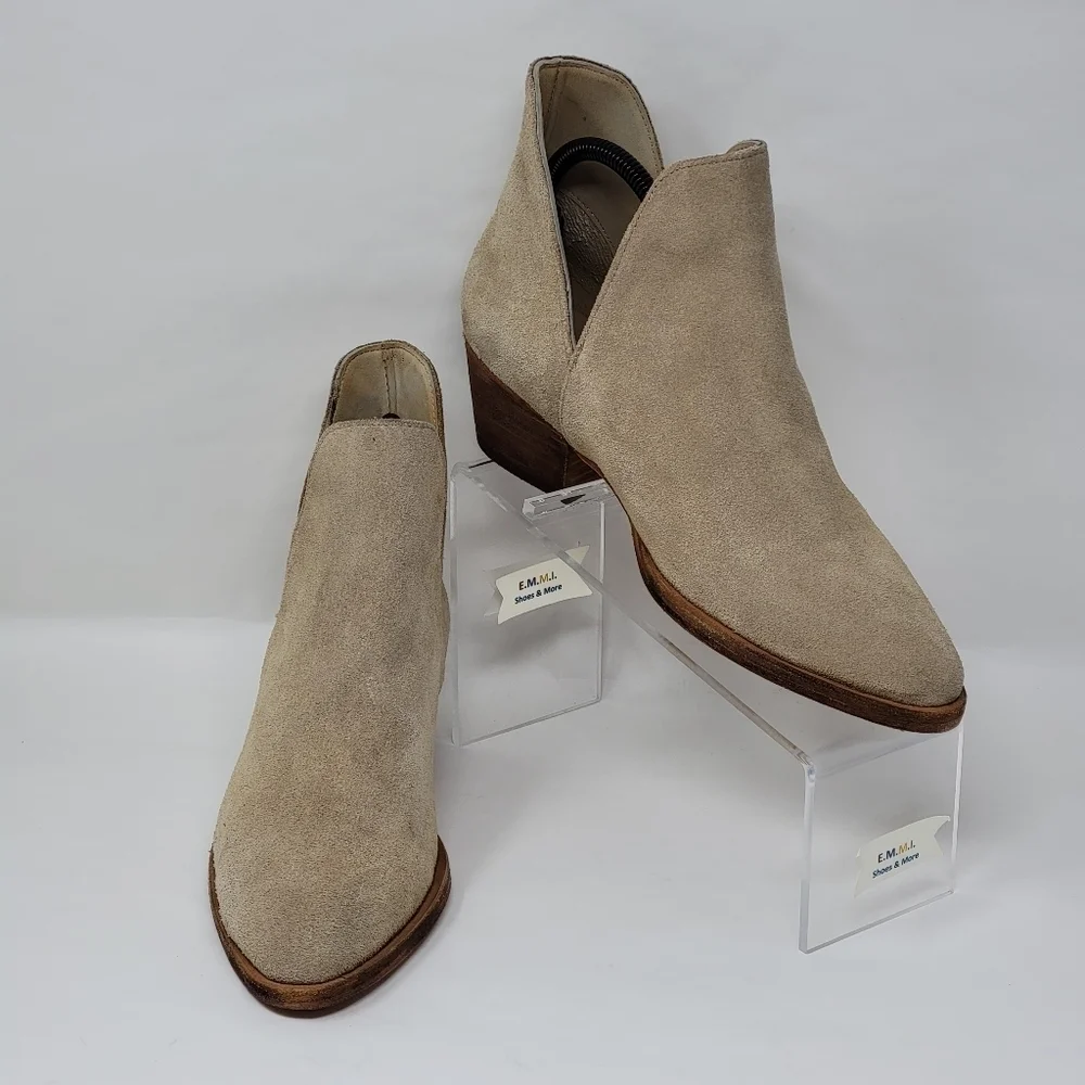 Free People Womens Double V Beige Suede Ankle Boots Size EUR 37.5 New